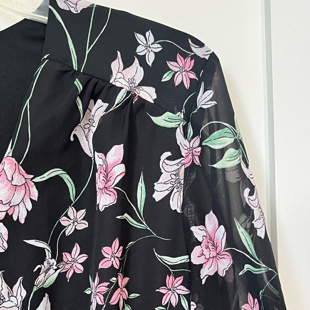 Robbie Bee Women’s Floral Long Sleeve Midi V-Neck Dress Sz 16 - Picture 7 of 8